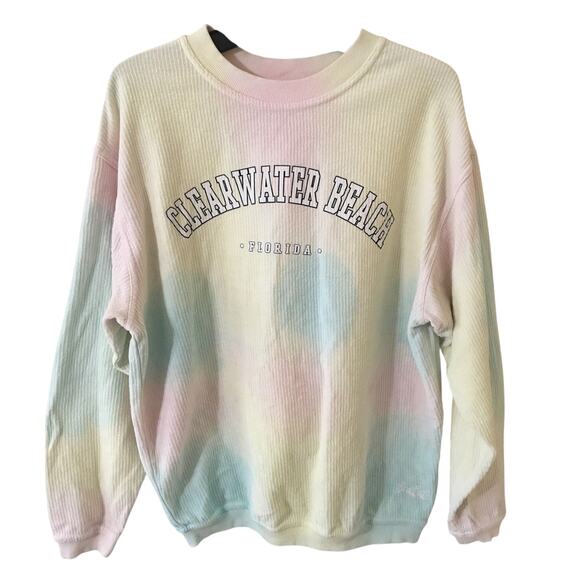 Clearwater Beach Florida Pastel Ribbed Pull Over Crewneck Sweatshirt - Picture 1 of 4